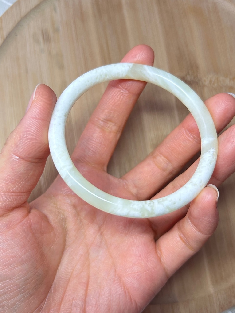 Natural White Jade Bangle Bracelet